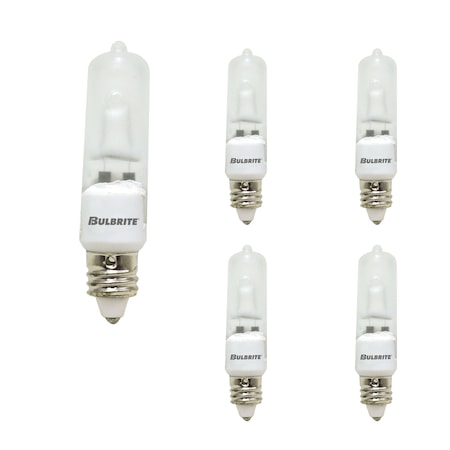 Bulbrite 50W Dimmable Frost T4 Mini-Candelabra E11 Halogen Light Bulbs, 5PK 860797